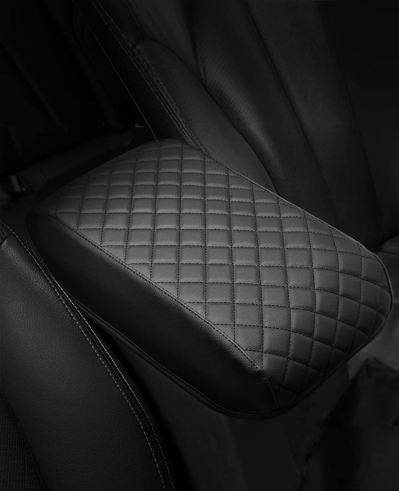 ISSYAUTO Center Console Cover Customized Armrest Cover Compatible with 2010-2024 4Runner, Soft Cozy Leather Arm Rest Covering for Car, Well-Make Durable Console Cushion Pad, Easy to Install, Black - Image 1
